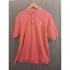 VTG Y2K Warner Bros Studio Store Red Wine Large Polo Shirt Wile E. Coyote MEDIUM